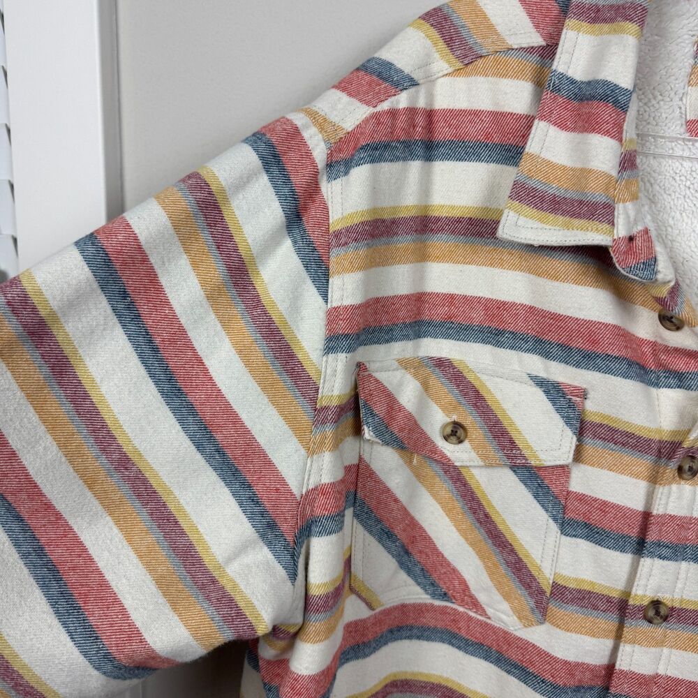 Lee Sherpa-Lined Striped Flannel Shacket Oversized Western Workwear Men's 2XL - Picture 3 of 6